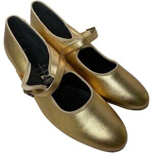 Tic-Tac-Toes Dance Genuine Leather Shoes Women’s Gold 7.5 M Made In USA